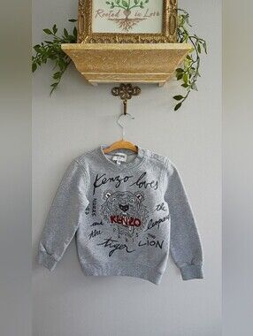 Kenzo Kids Grey Tiger Sweatshirt with Logo